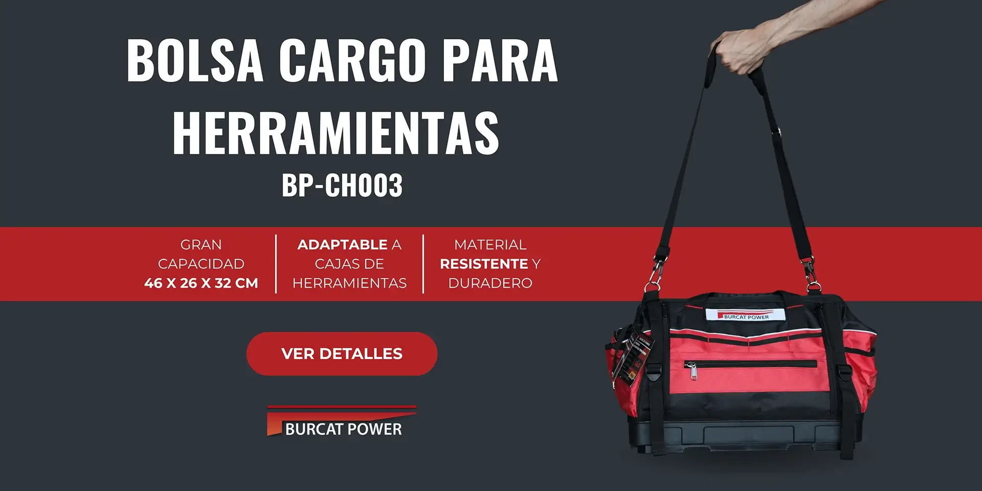 Bolsa cargo para herramientas Burcat Power de gran capacidad, adaptable a cajas de herramientas