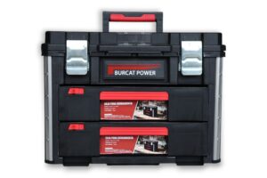 Caja para herramienta con cajones Burcat Power BP-CH002 cerrada, vista de tres cuartos