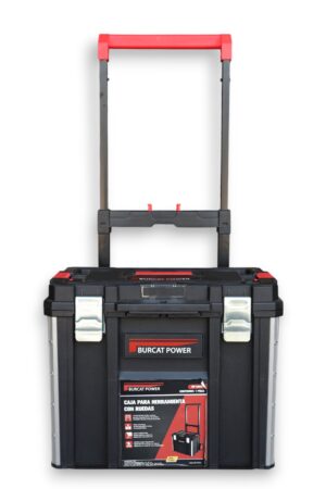 Caja para herramienta con ruedas Burcat Power BP-CH001 con el mango telescopico extendido
